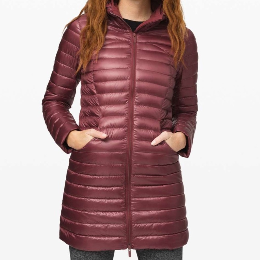 Lululemon Pack It Down Long Jacket *Shine Size 4 - Chianti